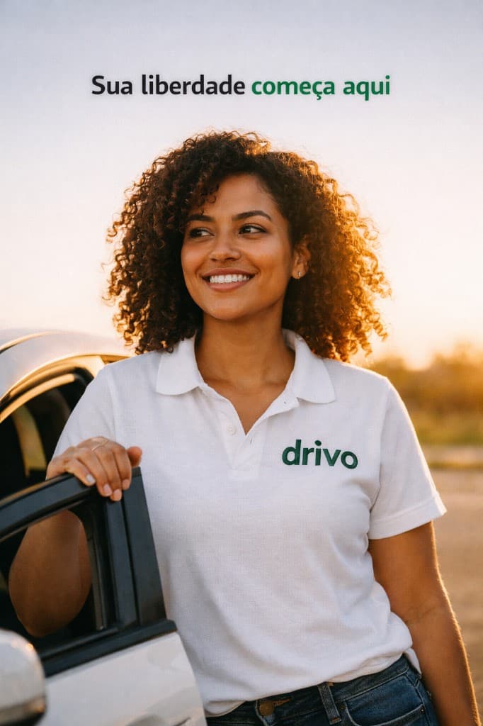 Instrutora Drivo ao lado do carro